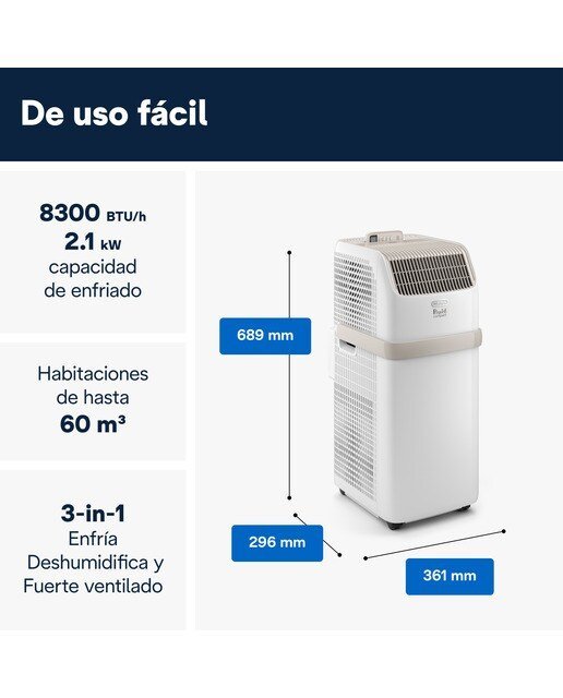 Aire Acondicionado Portátil De'Longhi PAC ES72 Classic, Pingüino Compact con 2.075 frig/h - Blanco - Imagen 3