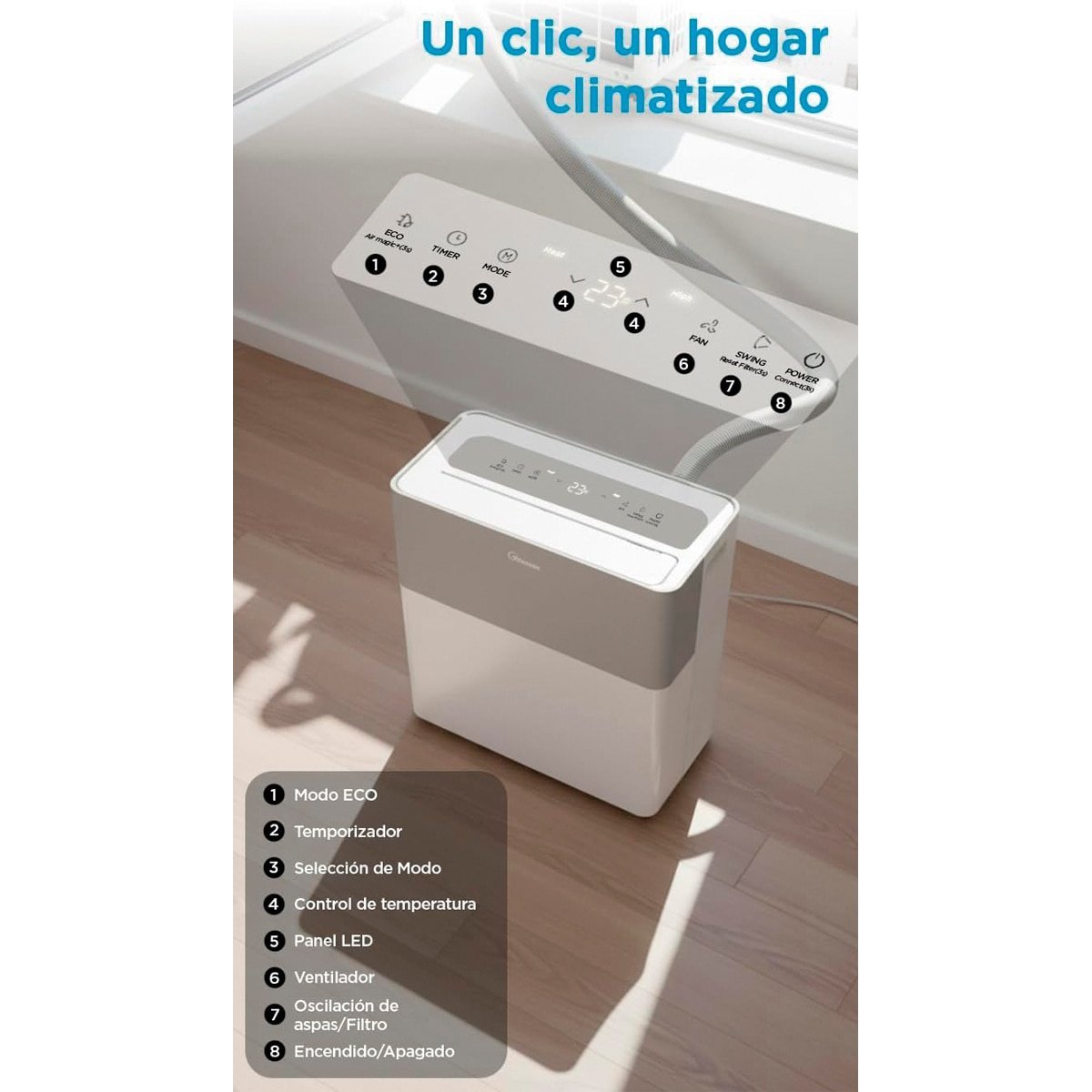 Aire Acondicionado Portátil Midea MMCS-12HRN8-QRD0 con 3010 frig/h y 2750 kcal/h - Imagen 10